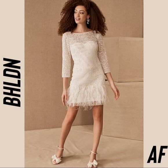 BHLDN MAUDE MINI DRESS NWT NEW IVORY PROM DRESS - Picture 1 of 12